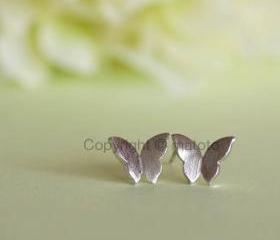 Silver Butterfly Earrings, Tiny Butterfly Stud earrings, Butterfly Wings Posts