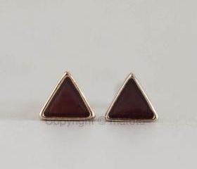 Mini Triangle Stud Earrings, Dark Chocolate Studs, Brown Posts, Arrow Studs, Geometric Inspired