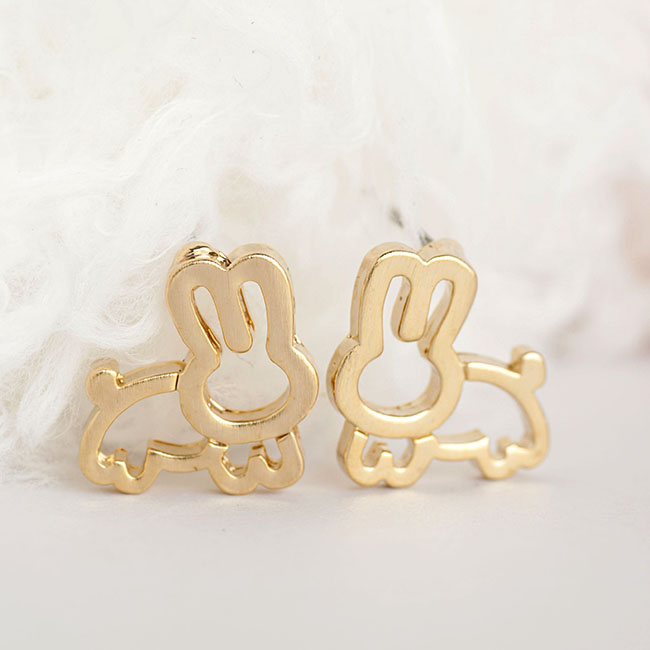 Gold Rabbit Earrings, Bunny Jewelry, Whimsical on Luulla