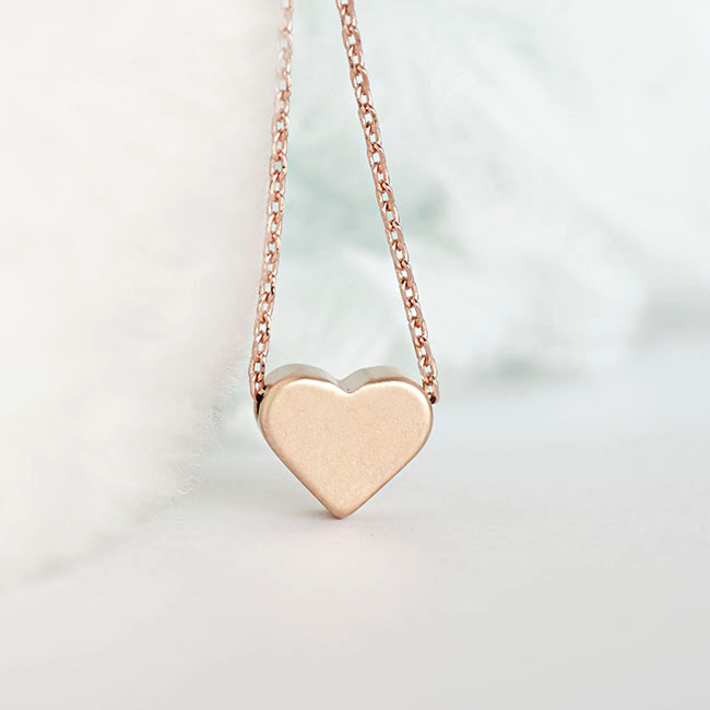Pink Gold Heart Charm Necklace, Sweet Love Minimalist Jewelry on Luulla